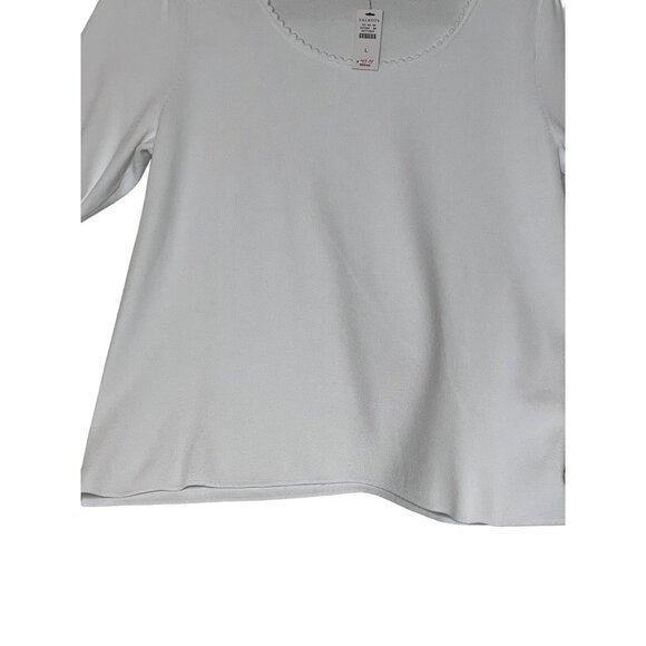 NWT Talbots White Scoop Neck Short Sleeve Top Large Pull Over Minimalist Stretch - Picture 5 of 16